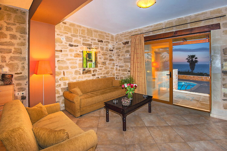 Villa Stamatis - Living room and terrace door